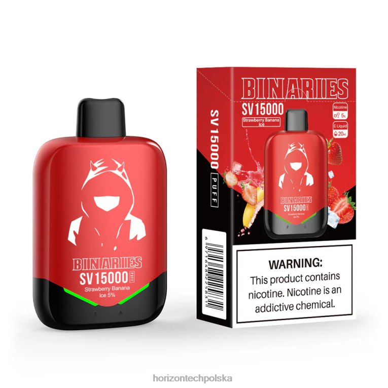 HorizonTech Vape Polska - HorizonTech Binaries Cabin jednorazowe sv NZ86N93 lód truskawkowo-bananowy