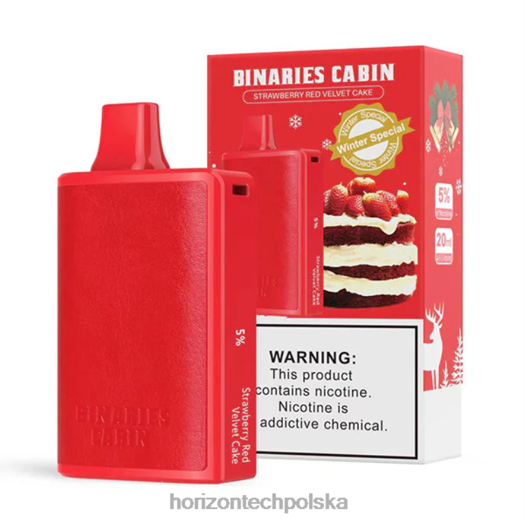 HorizonTech Disposable Vape - HorizonTech Binaries Cabin jednorazowe 20ml NZ86N79 truskawkowo-czerwone aksamitne ciasto