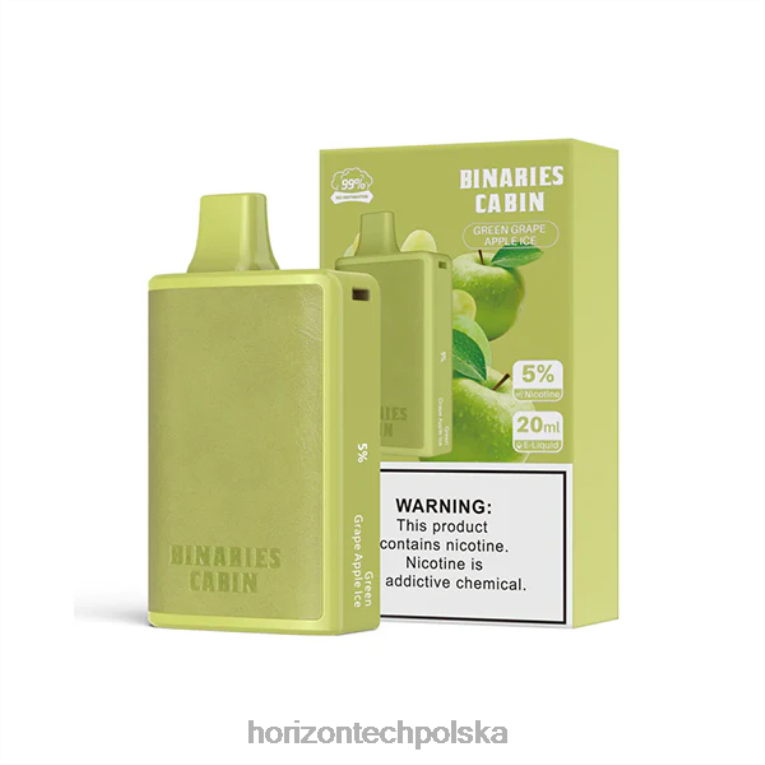 Horizon Tech Coils - HorizonTech Binaries Cabin jednorazowe 20ml NZ86N56 lód z zielonych winogron i jabłek