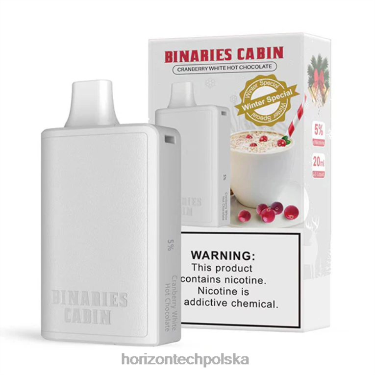 Horizon Tech Vape - HorizonTech Binaries Cabin jednorazowe 20ml NZ86N80 żurawinowa biała gorąca czekolada