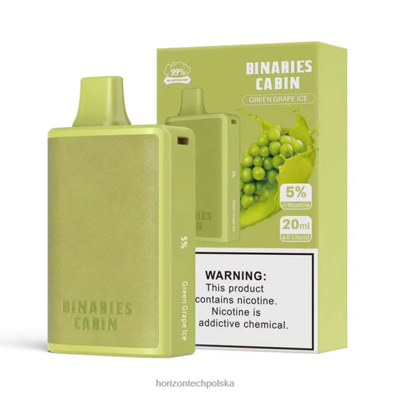Horizon Tech Vape Tank - HorizonTech Binaries Cabin jednorazowe 20ml NZ86N57 zielony lód winogronowy