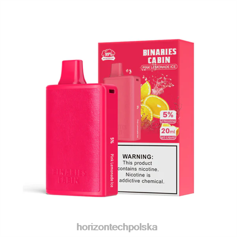 Horizon Tech Vape Tank - HorizonTech Binaries Cabin jednorazowe 20ml NZ86N67 różowy lód lemoniadowy