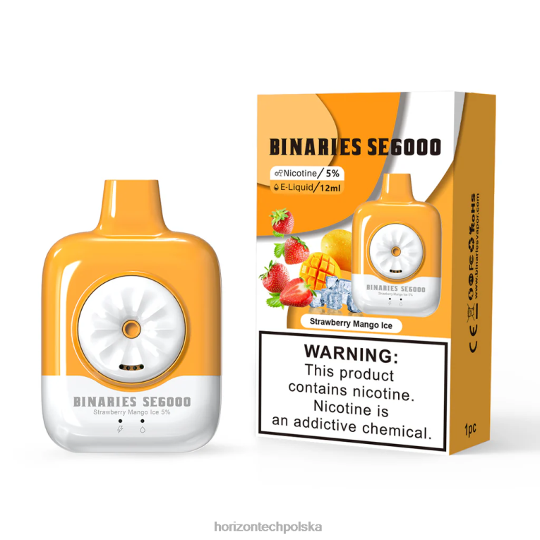 HorizonTech Disposable Vape - HorizonTech Binaries Cabin jednorazowe se 12ml NZ86N139 lód truskawkowo-mango
