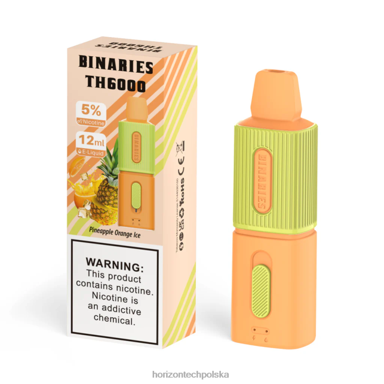 HorizonTech Disposable Vape - HorizonTech Binaries Cabin th6000 jednorazowe 12ml NZ86N109 lód ananasowo-pomarańczowy