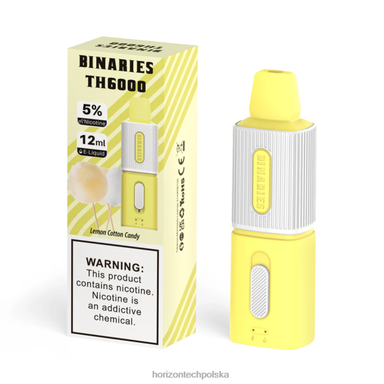 Horizon Tech Vape - HorizonTech Binaries Cabin th6000 jednorazowe 12ml NZ86N100 cytrynowa wata cukrowa