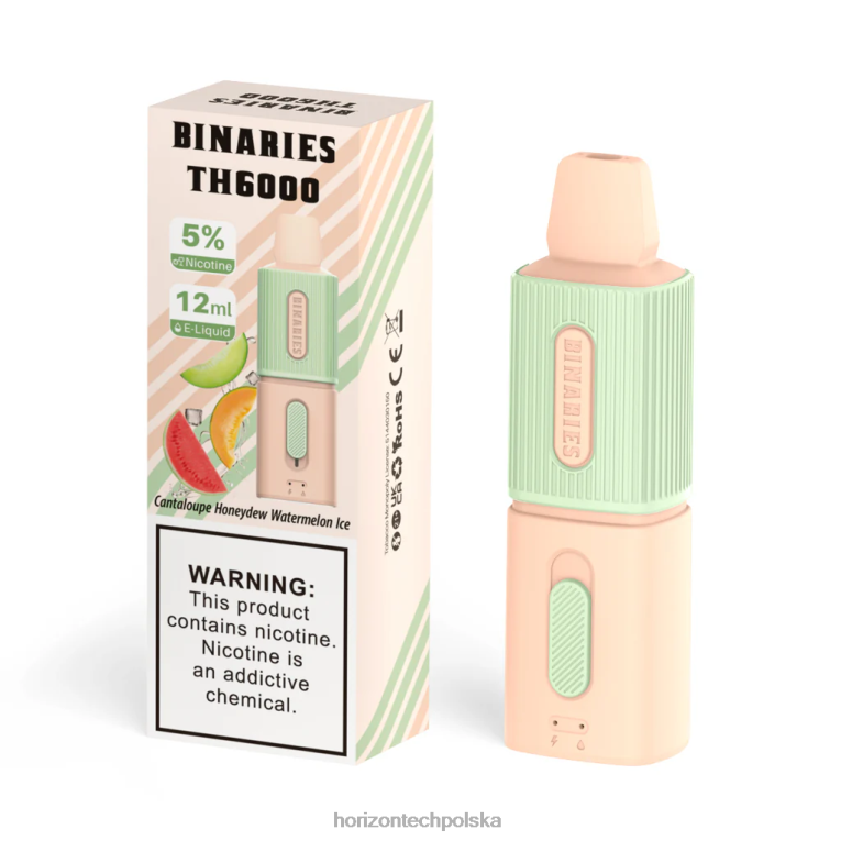 Horizon Tech Vape Tank - HorizonTech Binaries Cabin th6000 jednorazowe 12ml NZ86N107 Kantalupa, spadziowy, arbuzowy lód