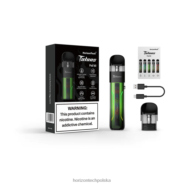 HorizonTech Disposable Vape - HorizonTech Talons zestaw startowy NZ86N201 zielone jabłko